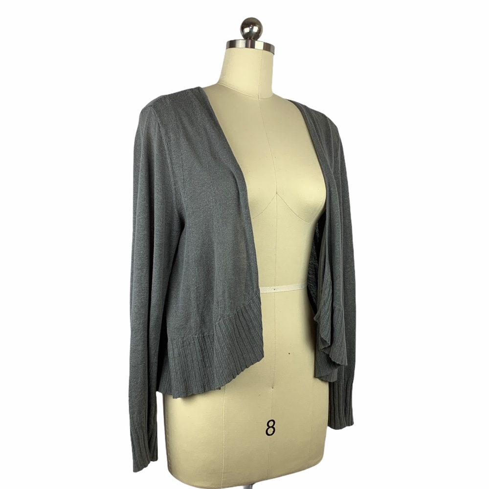J Jill Gray Linen Blend Open Front Cardigan - Picture 2 of 7